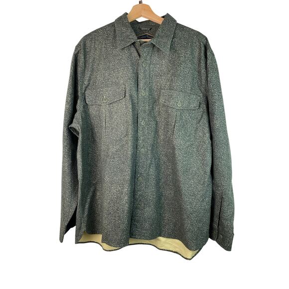 Freedom Foundry Men's XL Green Speckled Button Up Flannel Shacket - Picture 1 of 6